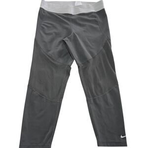 Nike Pro Dri FIT Leggings Womens Large Gray Cropped Training Tight Athletic